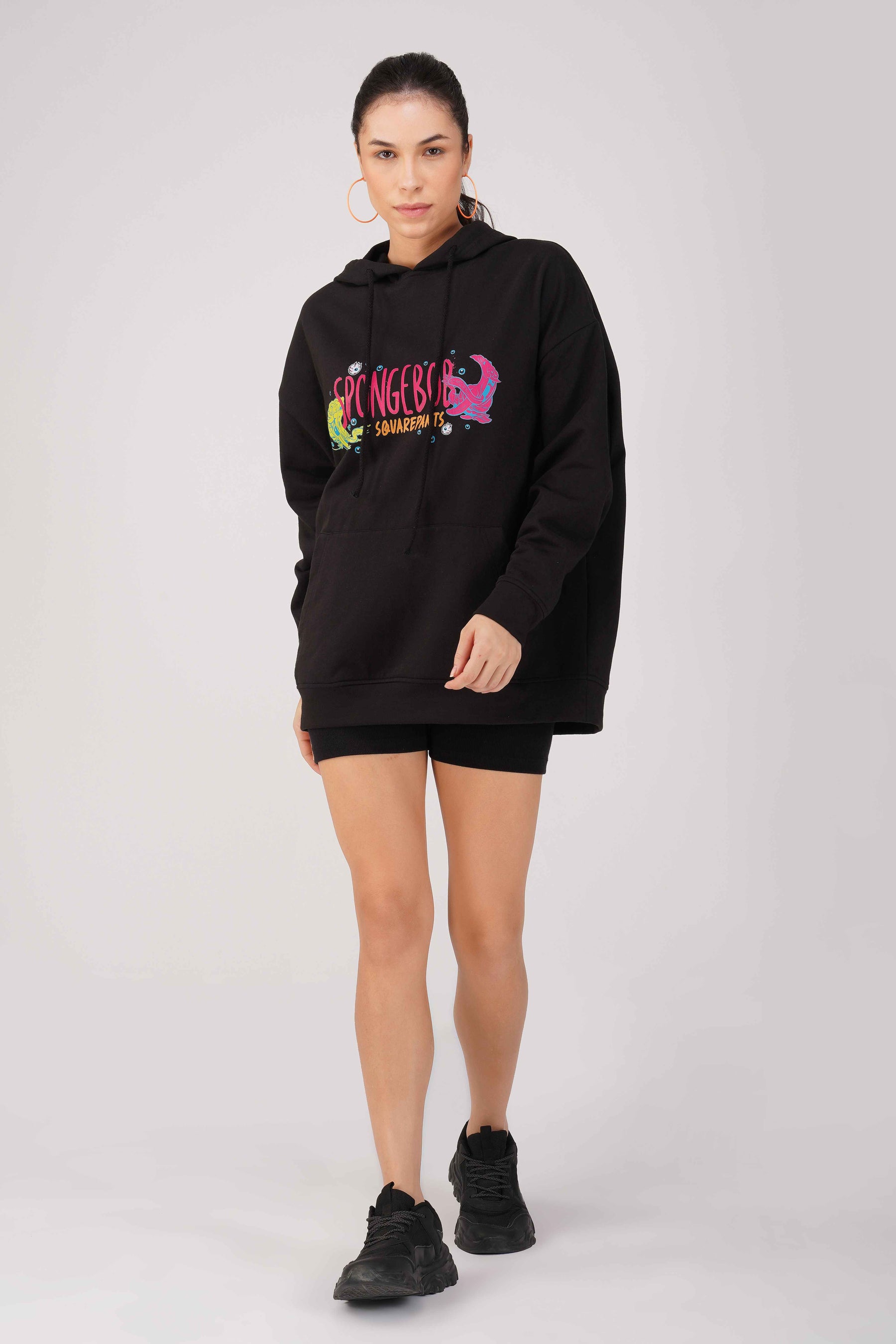 SpongeBob: I Can See You Oversized Hoodie-Black