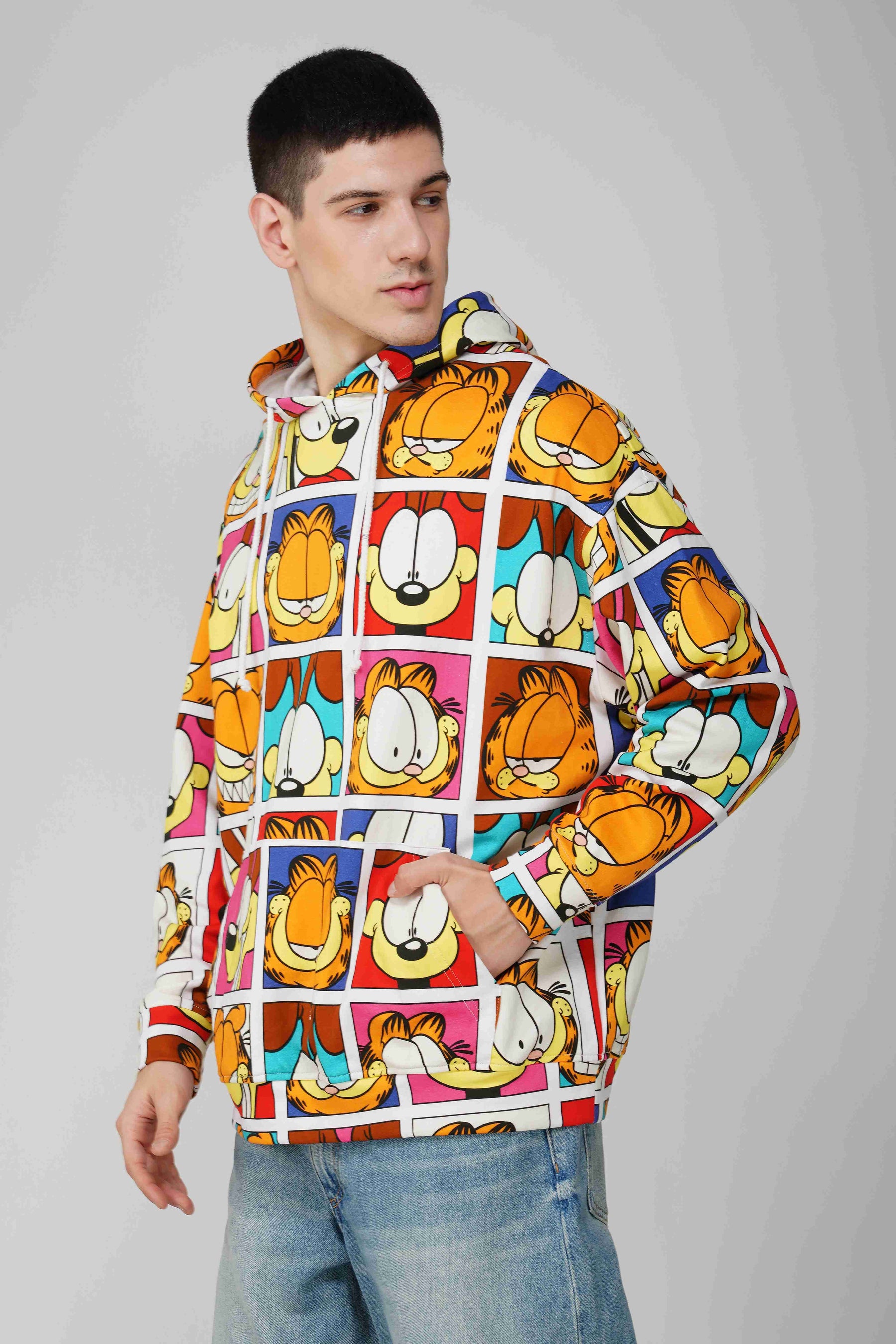 Garfield: Expressions Collage Printed Oversized Men's Hoodie