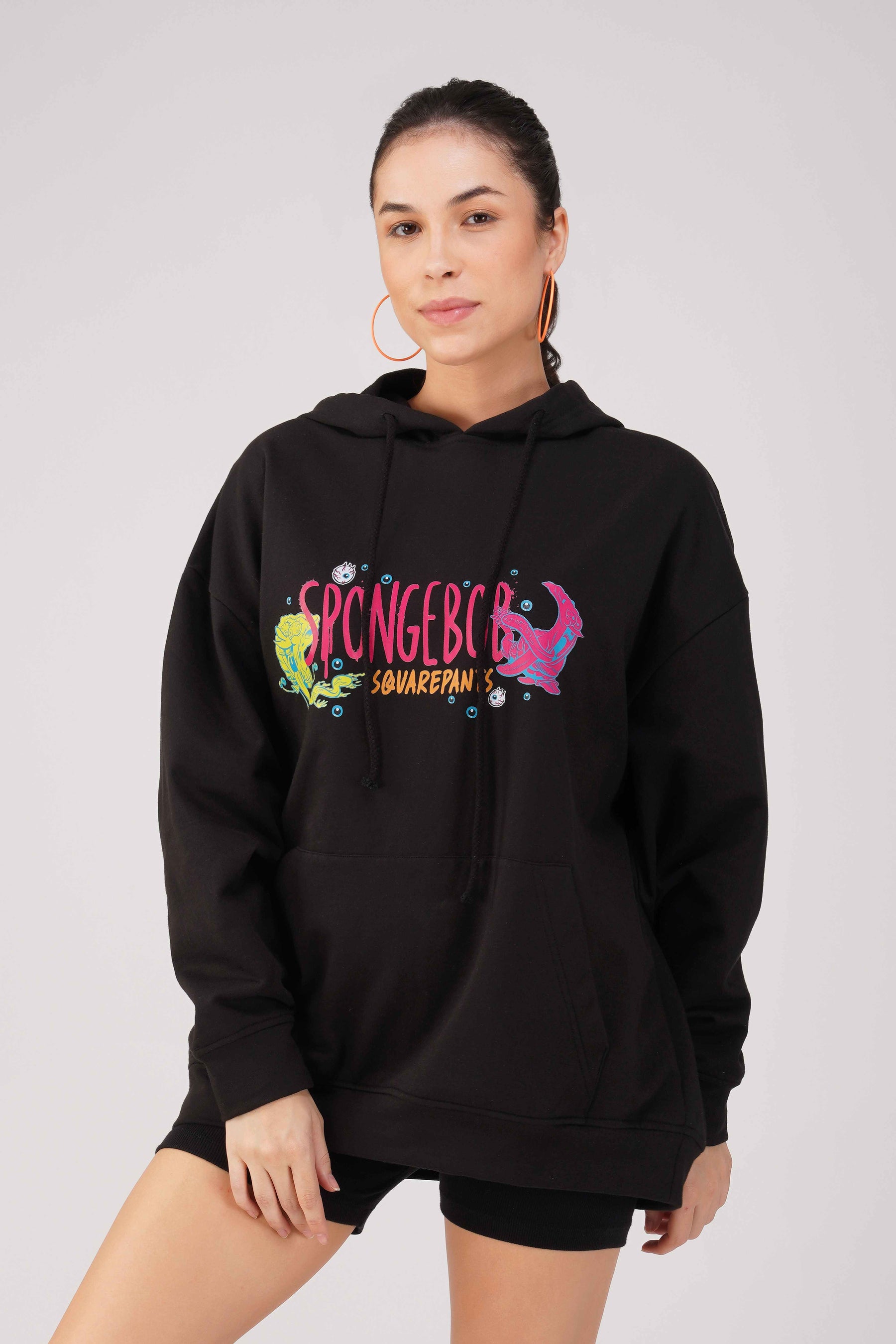 SpongeBob: I Can See You Oversized Hoodie-Black