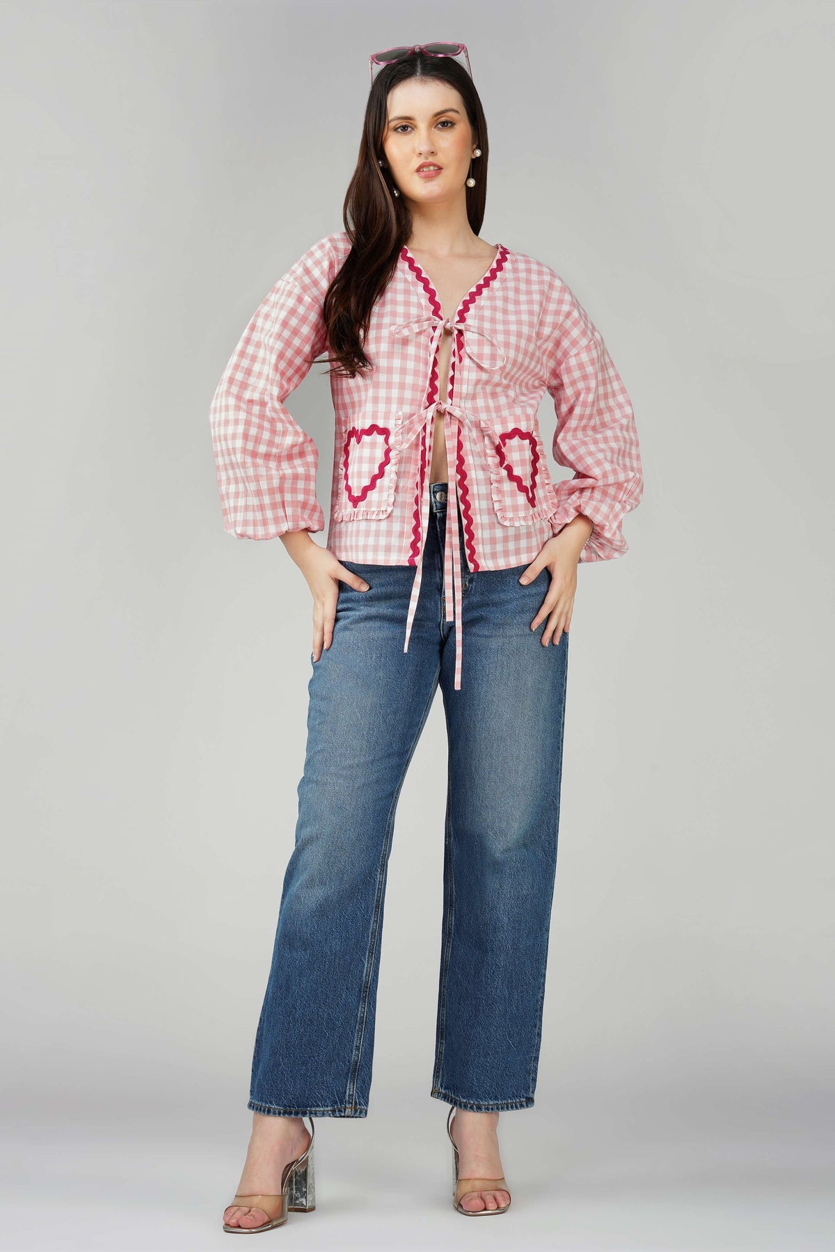 Heart Applique Shirt Top Baby Pink