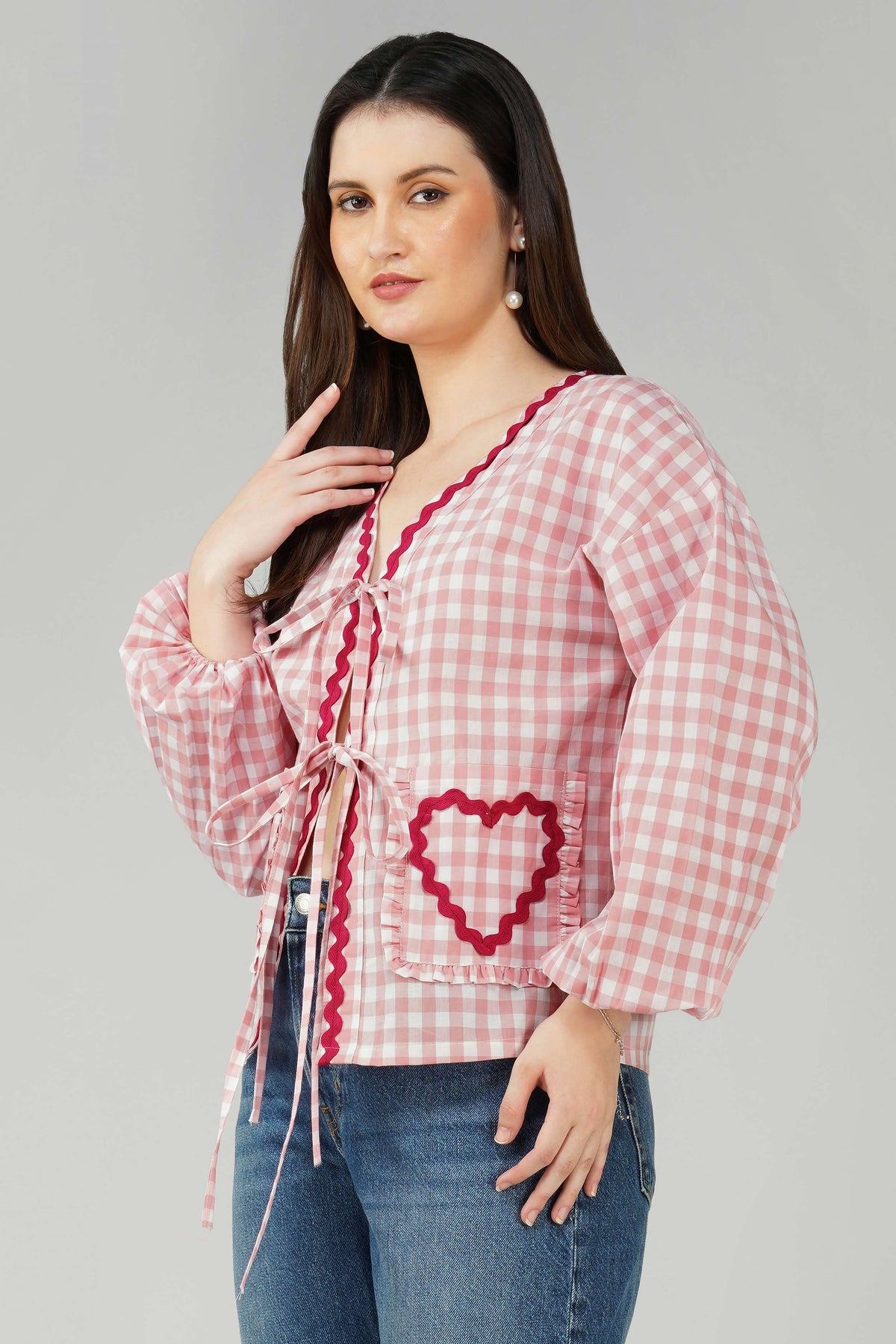 Heart Applique Shirt Top Baby Pink