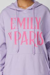 Emily In Paris: Printed Oversized Hoodie-Lavender