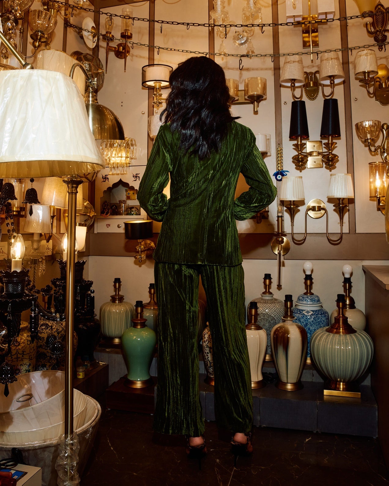 Emerald Lush Pleated Tailored Set