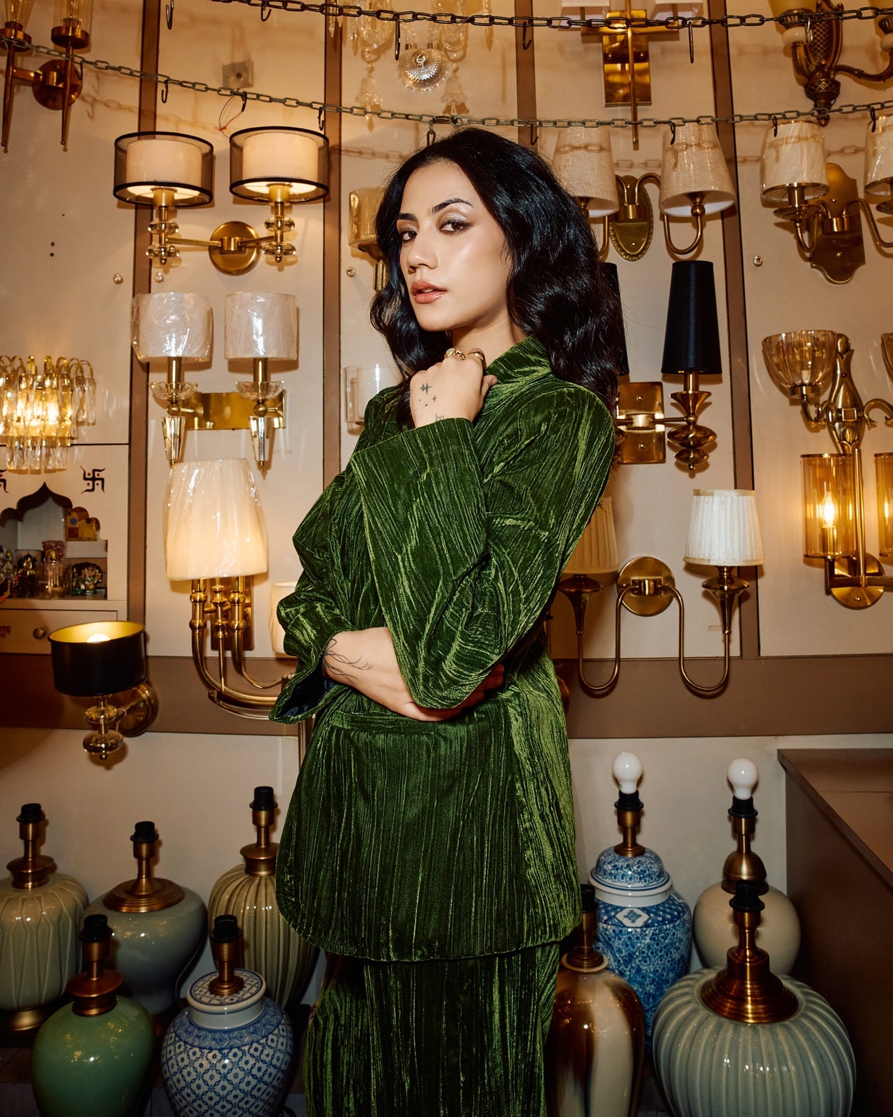 Emerald Lush Pleated Tailored Set