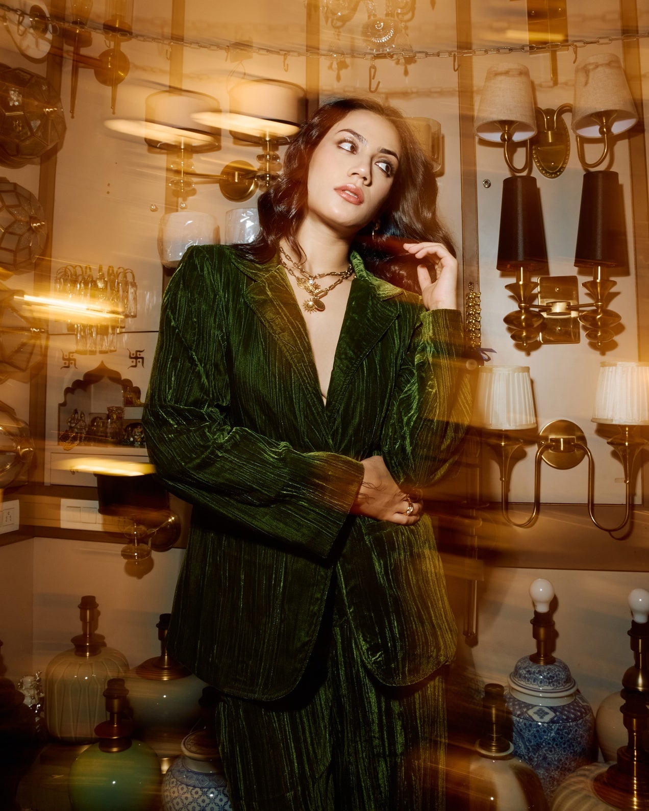 Emerald Lush Pleated Tailored Set