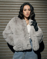 Luxe Light Grey Faux Fur Jacket