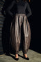 Brown Faux Leather Barrel Pants