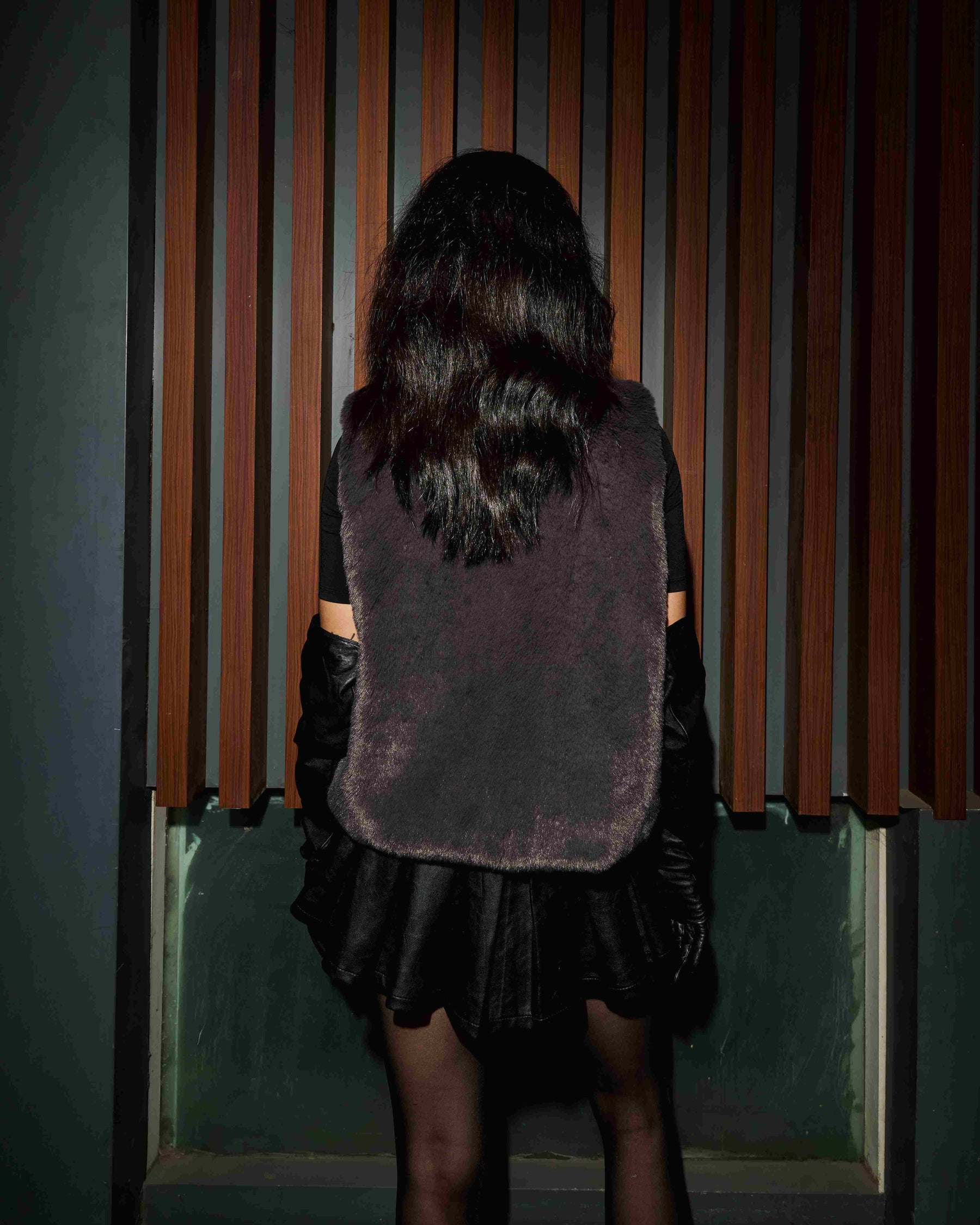 Luxe Charcoal Grey Faux Fur Vest