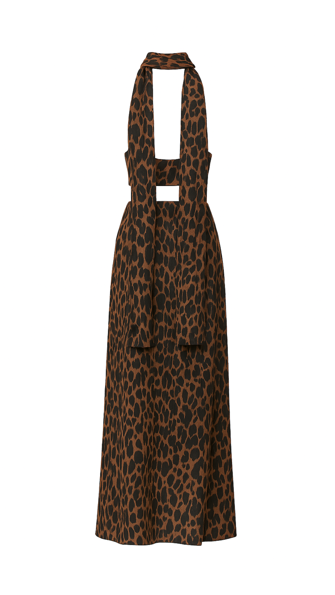 Brown Animal Print Tube Top & Maxi Skirt with Scarf