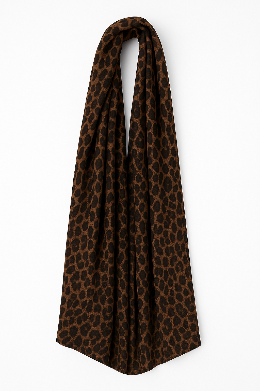 Leopard Print Cowl Neck Maxi Dress With Scarf