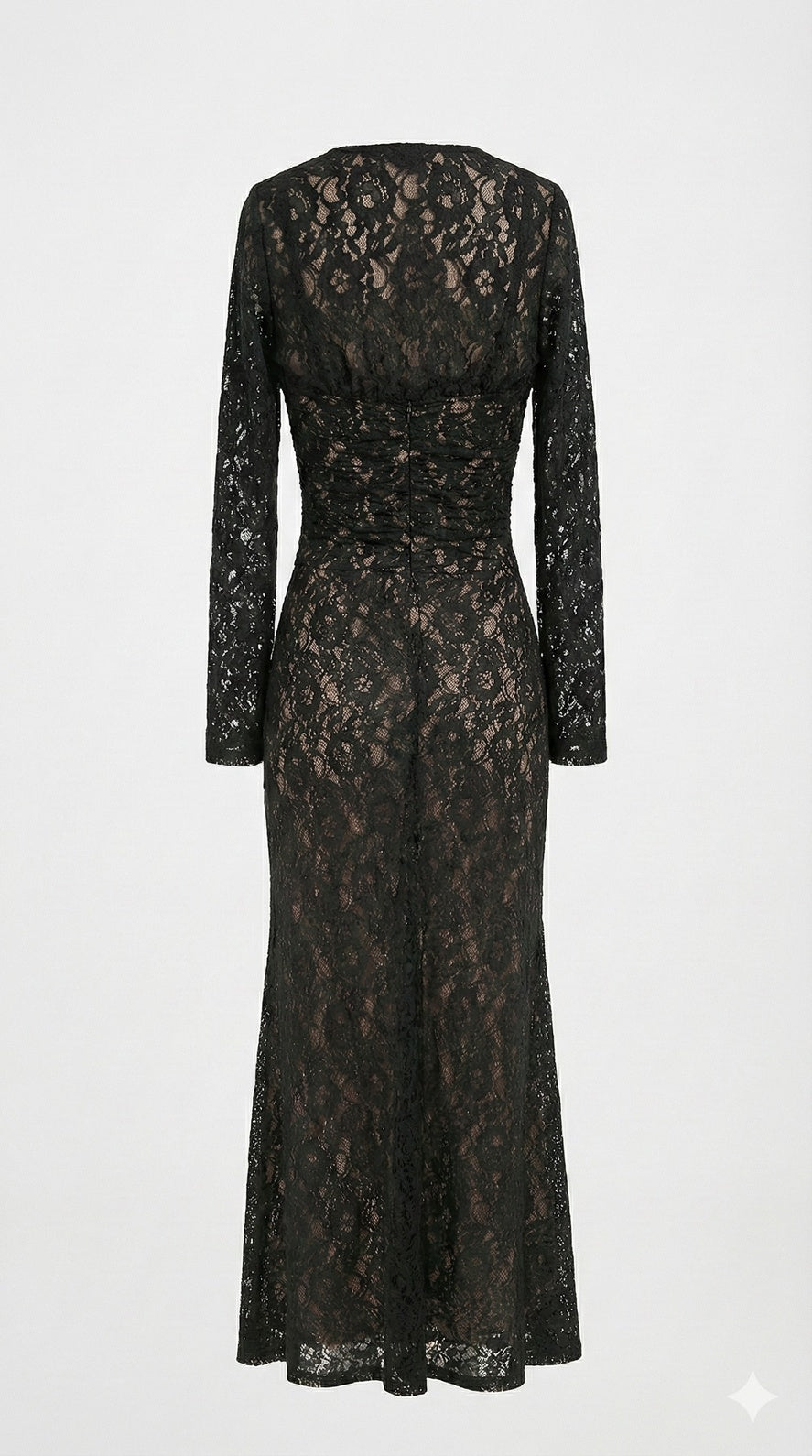 Black Lace Midi Dress with Detachable Cover-up