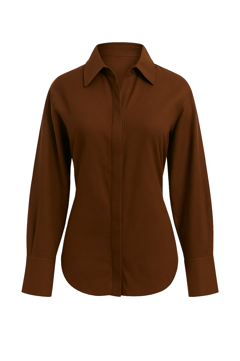 Brown Long Sleeve Shirt with Back Bow Tie Detail