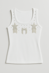 Silver Star Beaded Tank Top