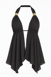 Black Tie Up Flowy Top