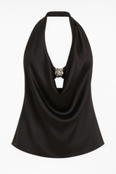 Black Cowl Neck Top with Bralette