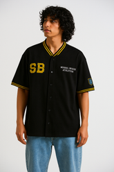 Spongebob:Mussel Beach Athletics Men's Varsity T-shirt - Black