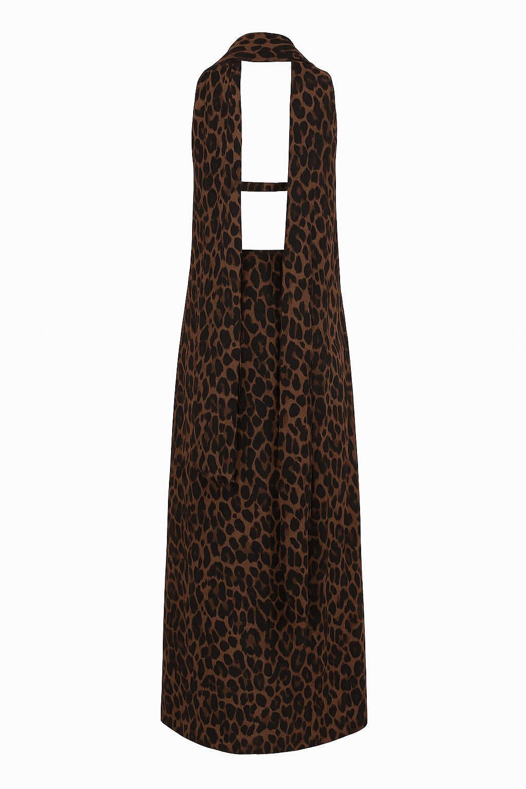 Leopard Print Cowl Neck Maxi Dress With Scarf