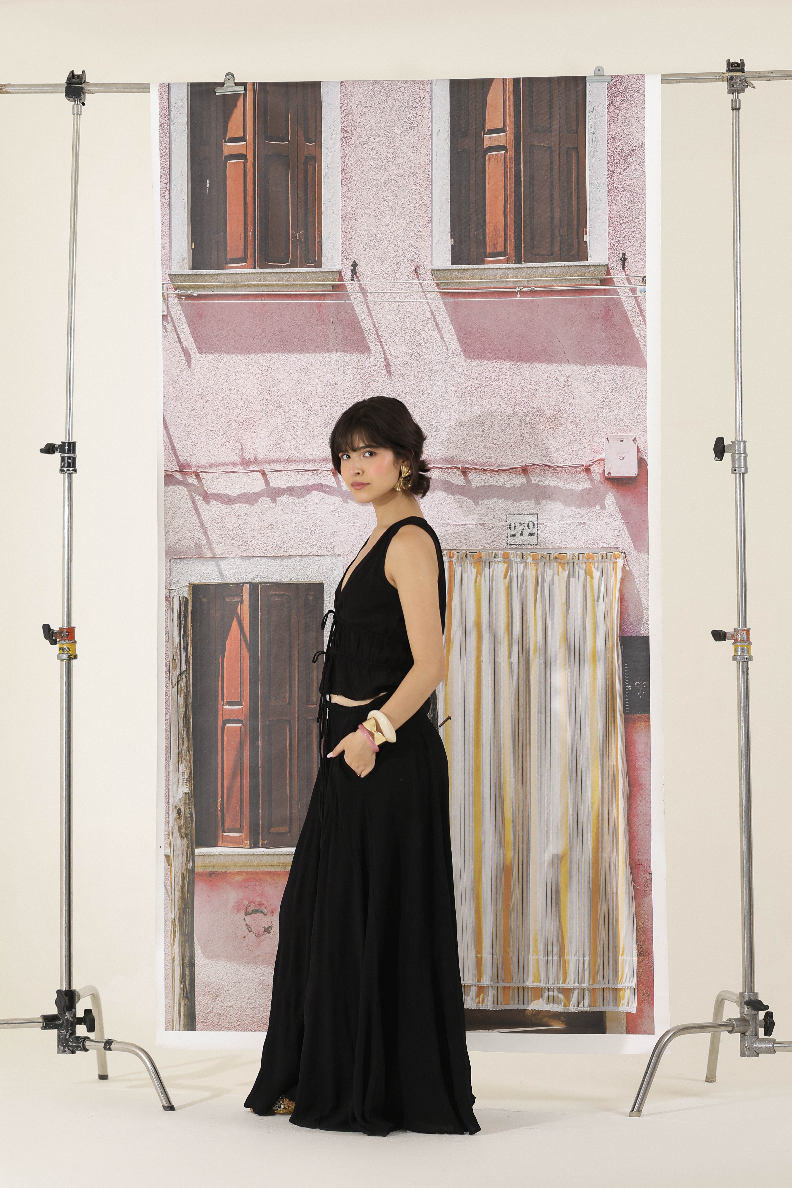 Noir Flared Maxi Skirt