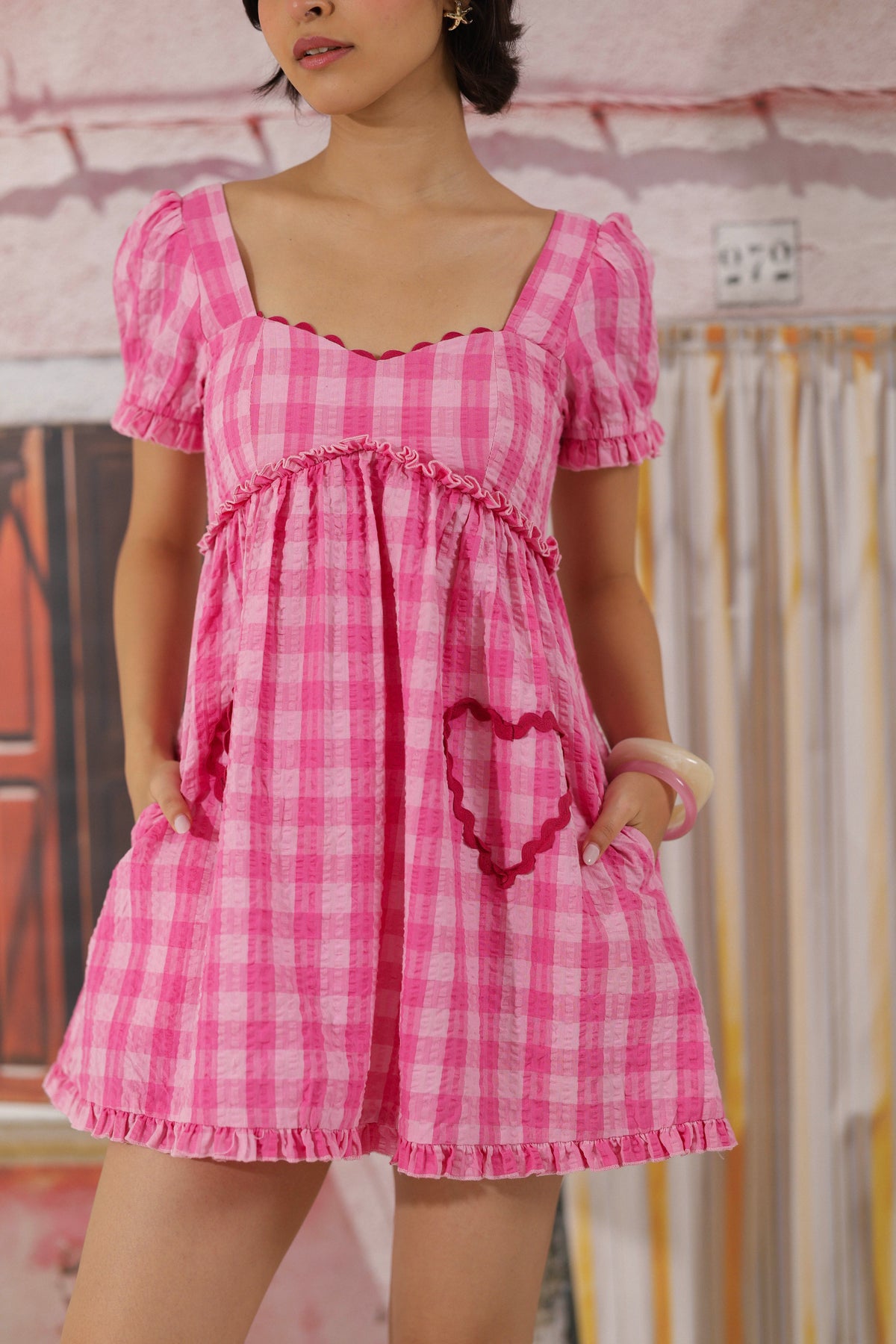 Candy Crush Check Mini Dress