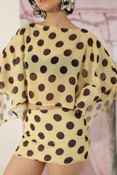 Butter Mocha Polka Mini Skirt
