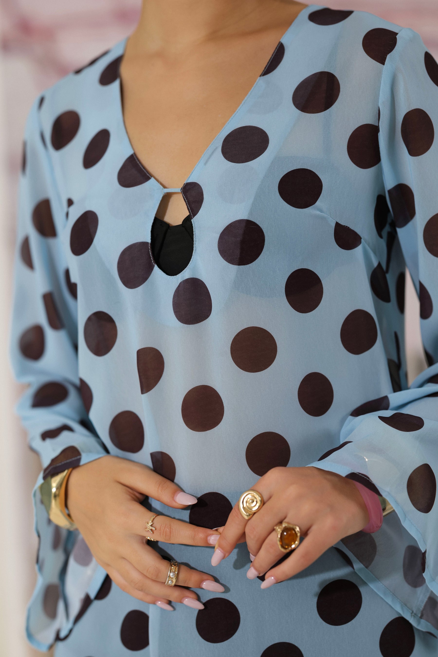 Sky Mocha Sheer Mini Dress