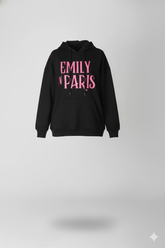 Emily In Paris: Printed Oversized Hoodie-Black