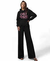 Emily In Paris: Printed Oversized Hoodie-Black