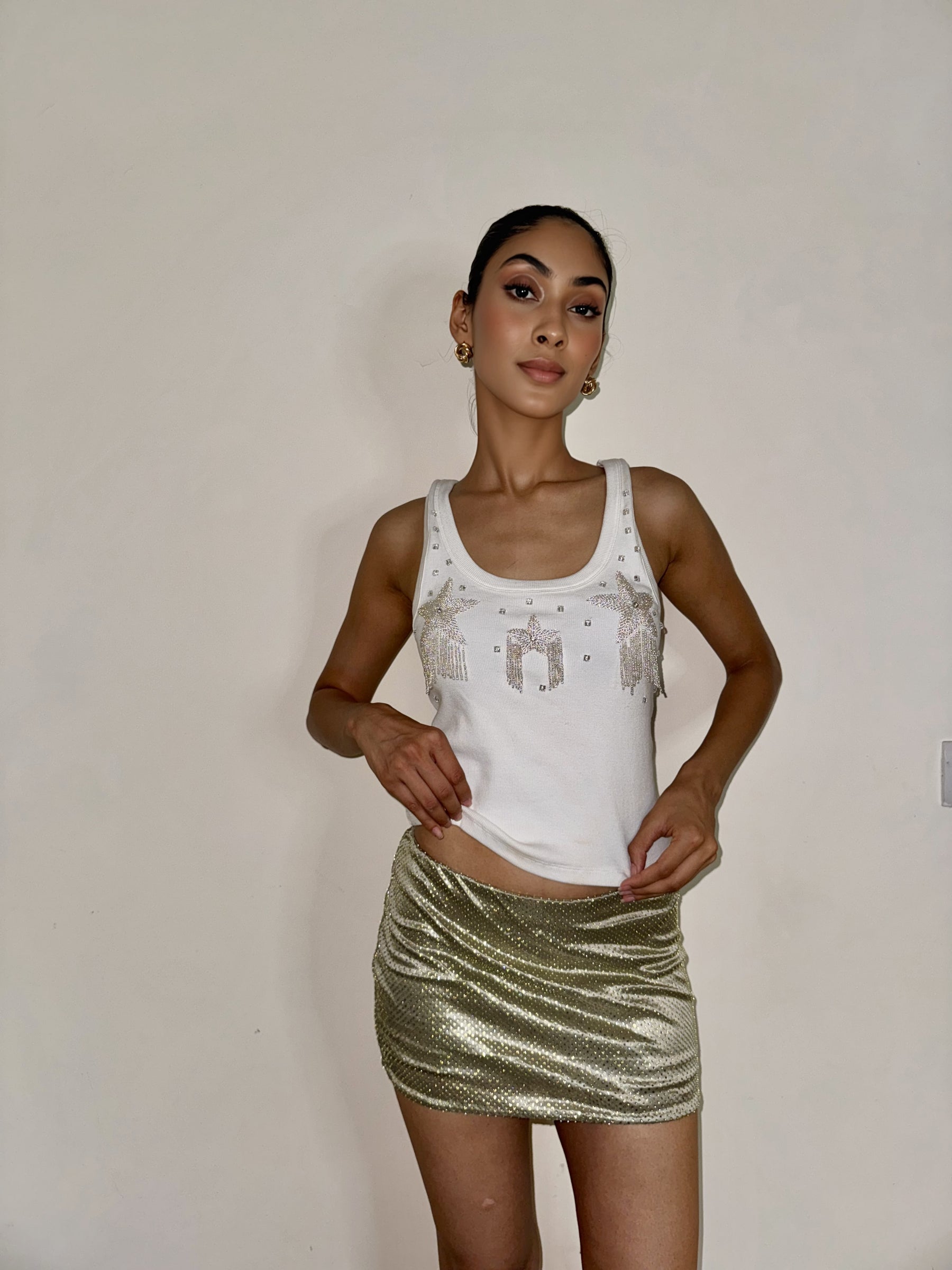 Silver Star Beaded Tank Top