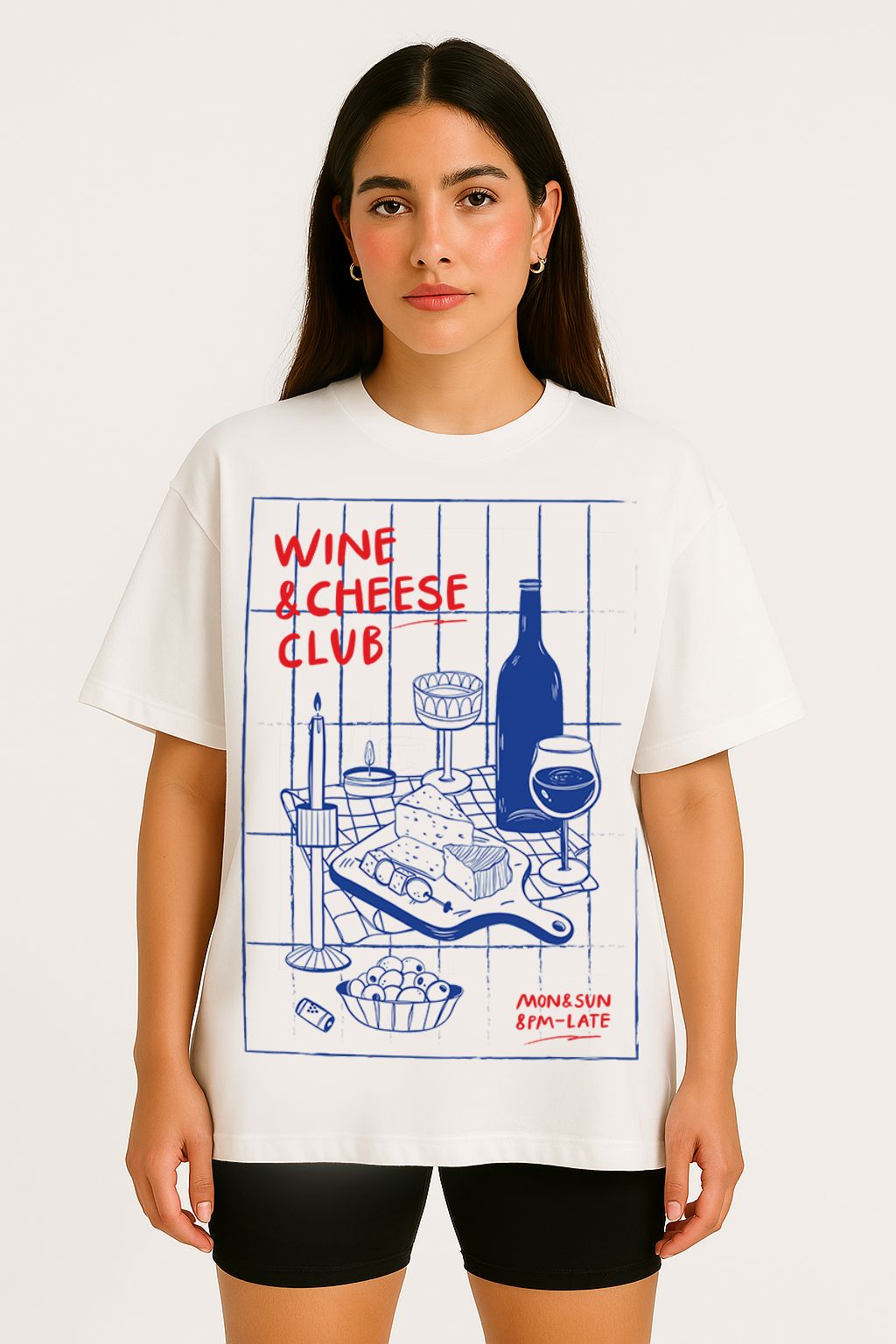 Wine & Cheese Club Oversized T-shirt