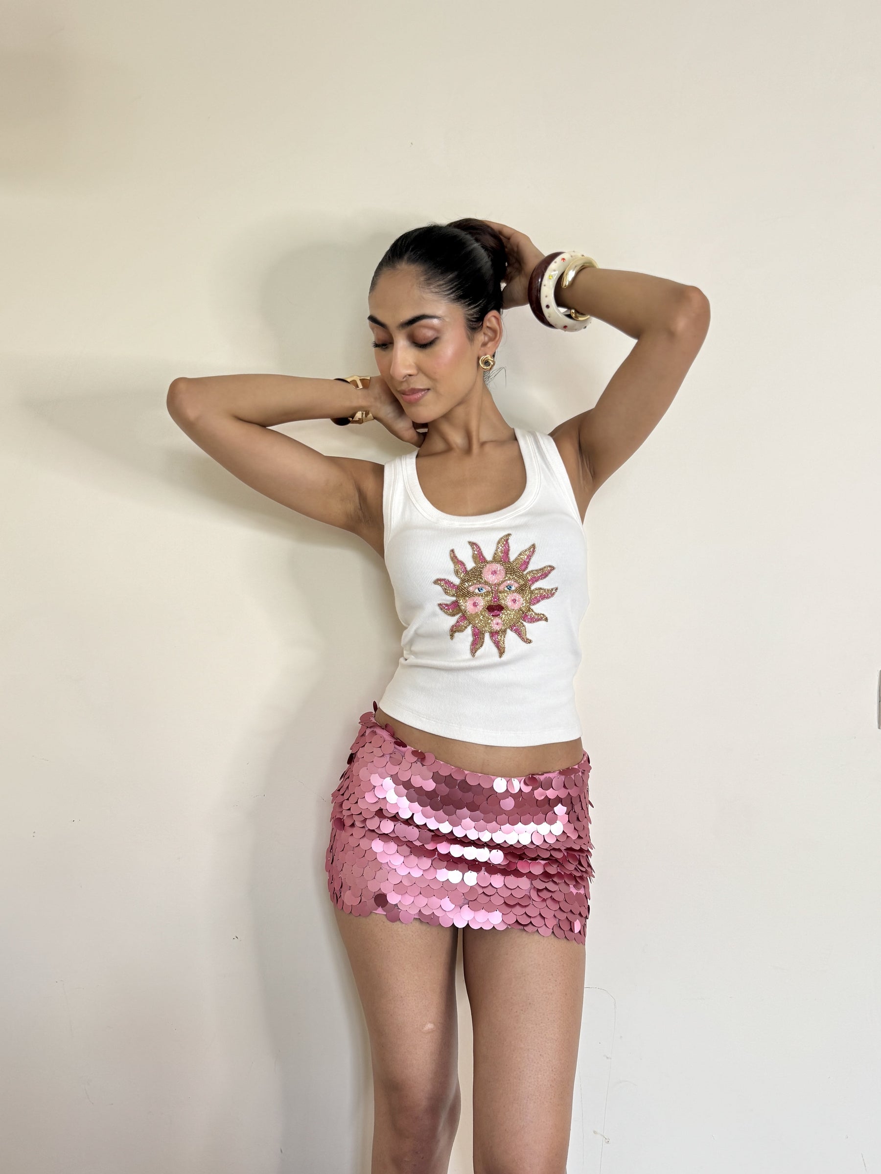 Pink Big Disc Mini Skirt