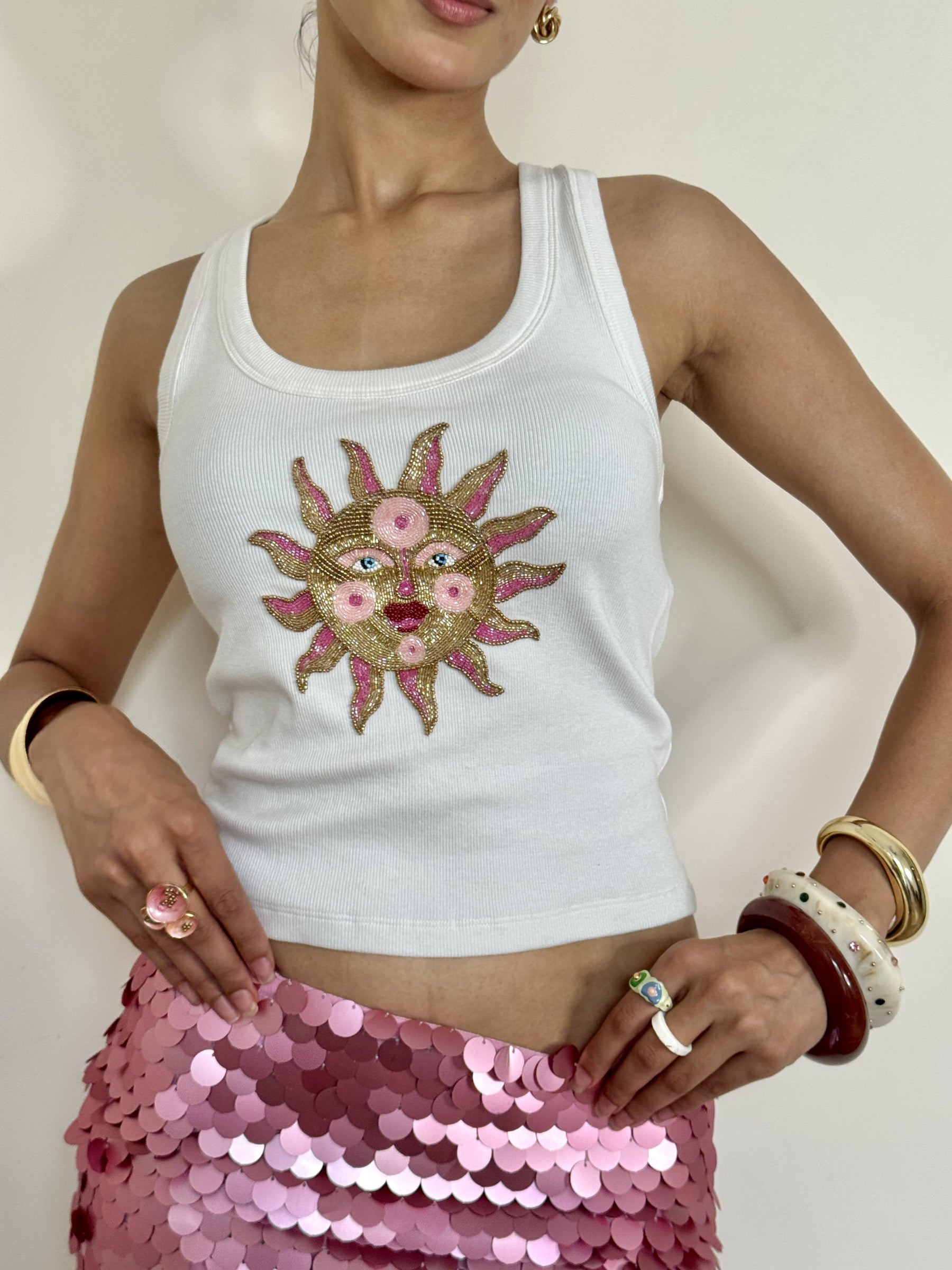 Sun Beaded Tank Top