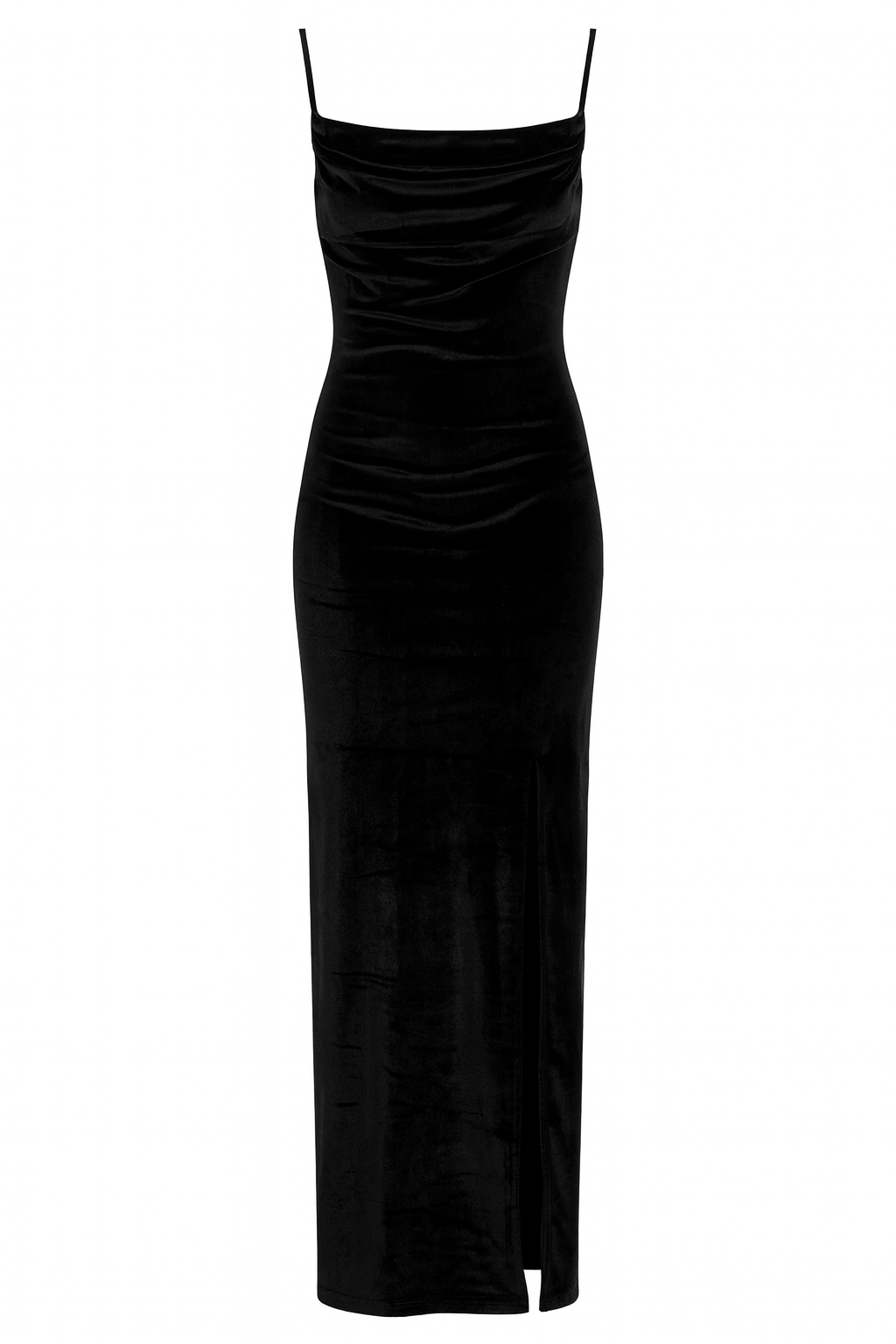 Black Velvet Cowl Neck Dress