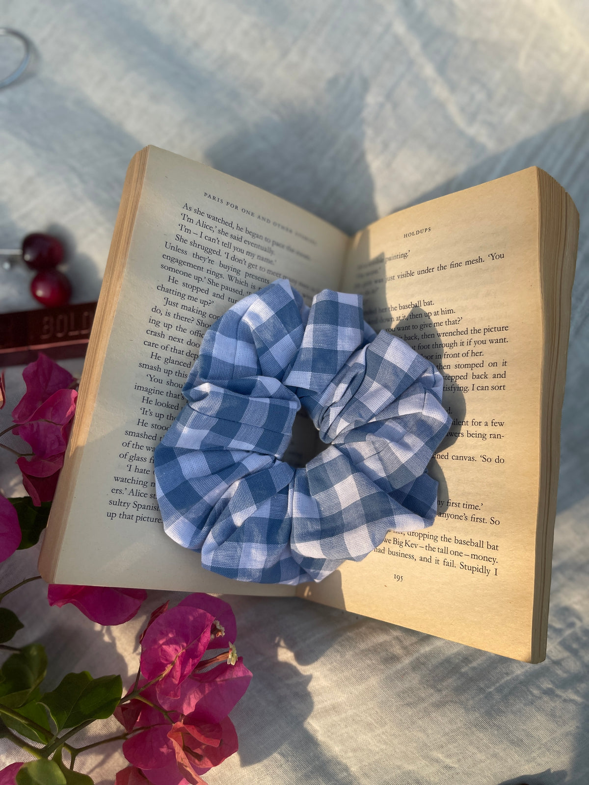 Blue Gingham Scrunchie