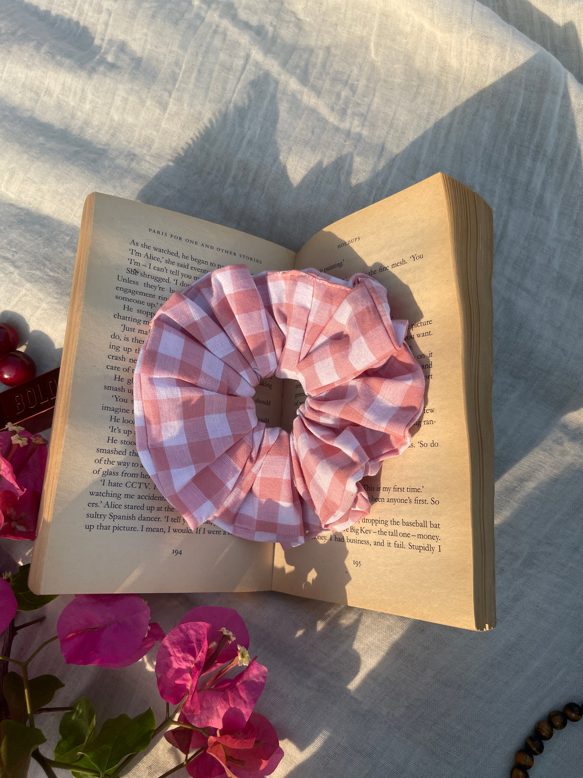 Pink Gingham Scrunchie