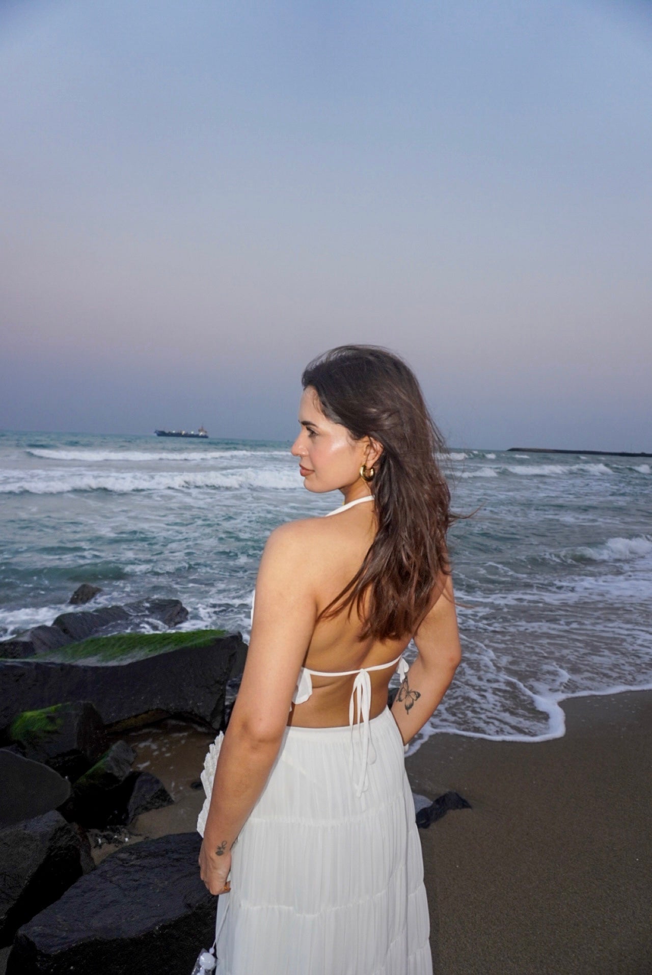 White Gathered Top and Maxi Skirt Set
