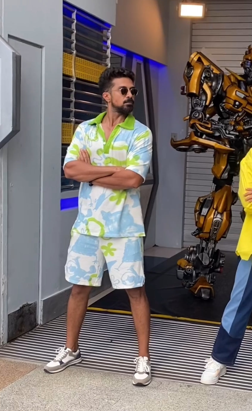 Spongebob Printed Men's Polo T-shirt  and Shorts Set