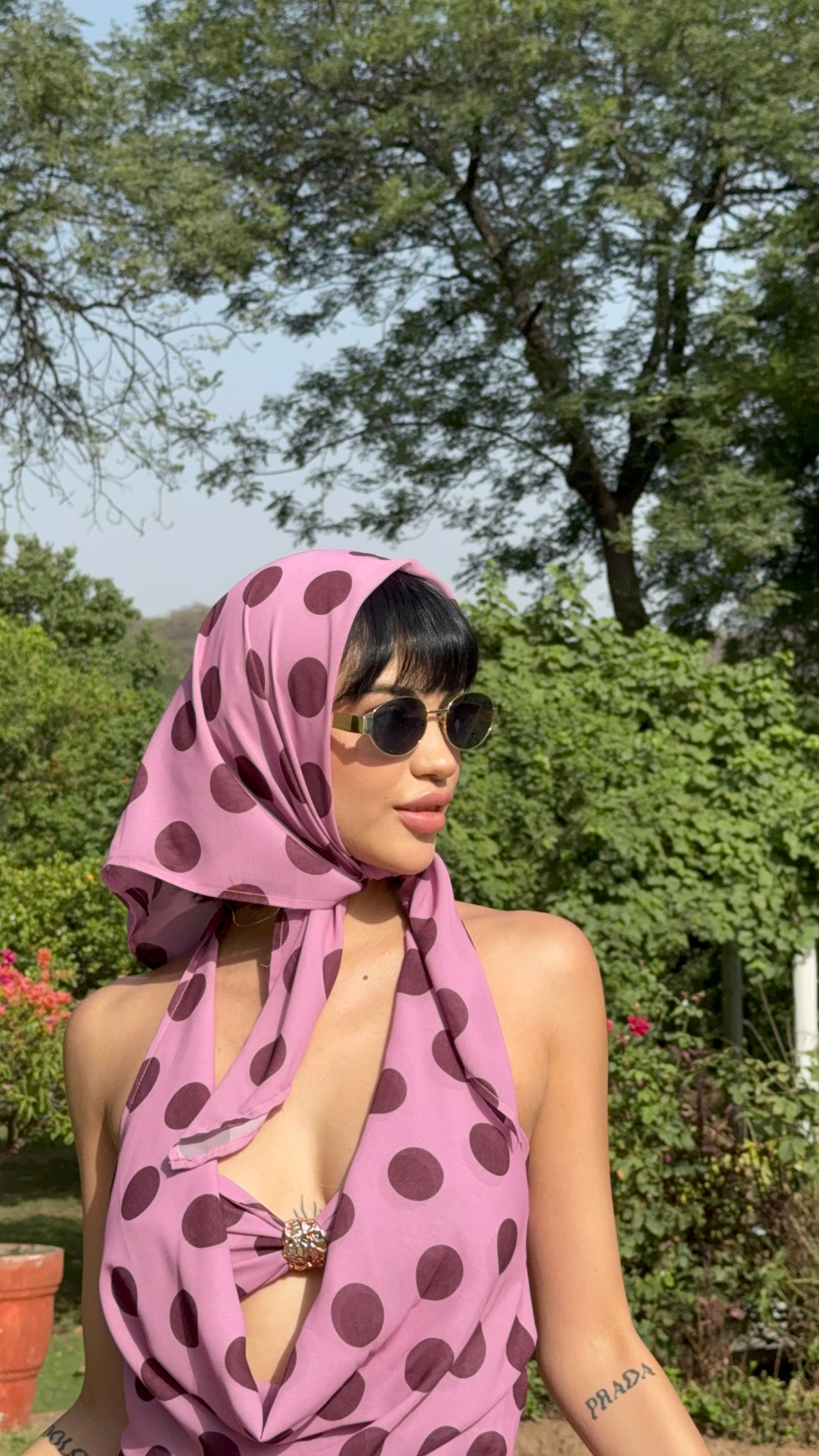 Rosé Sky Polka Scarf