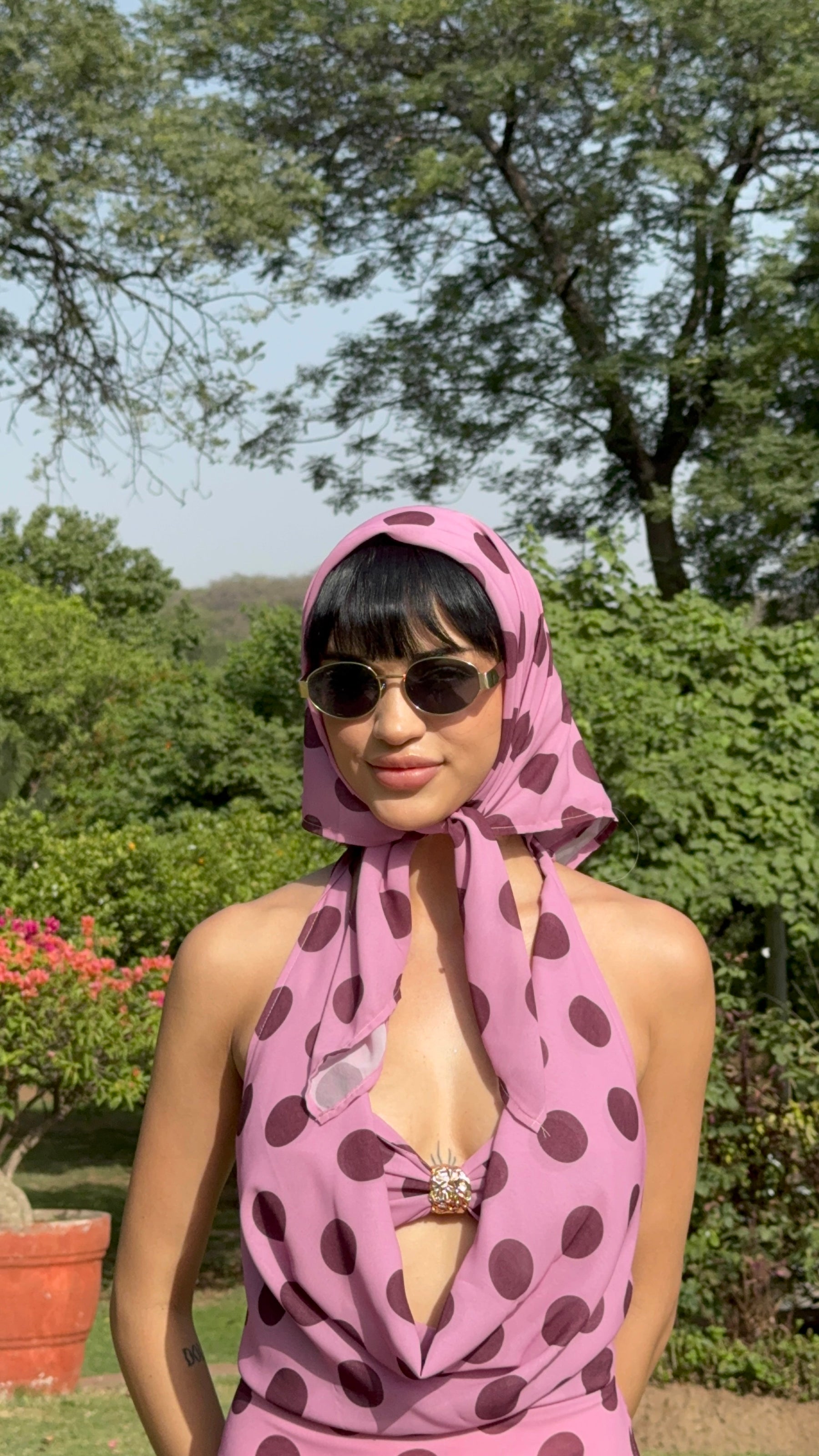 Rosé Sky Polka Scarf