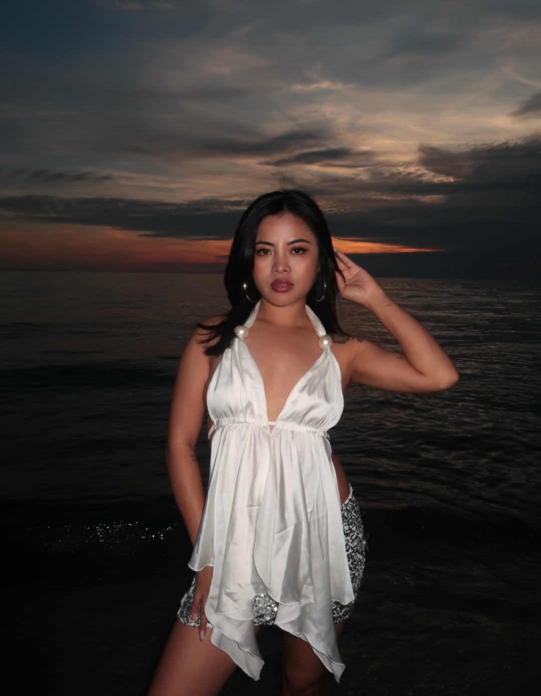 White Tie Up Flowy Top