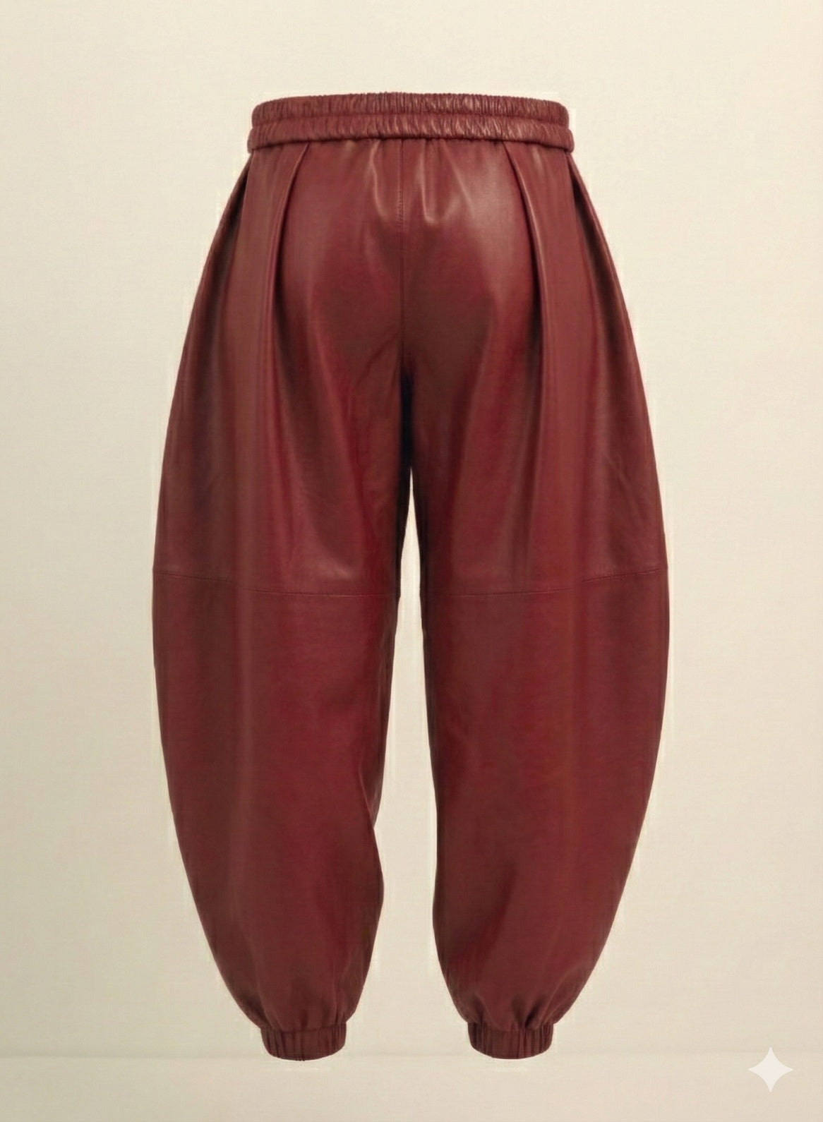 Red Faux Leather Barrel Pants