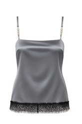 Silver Luxe Satin Lace Cami Top