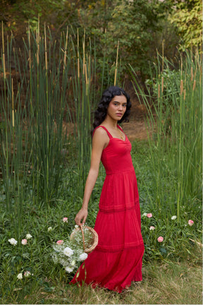 Red Flared Maxi Dress