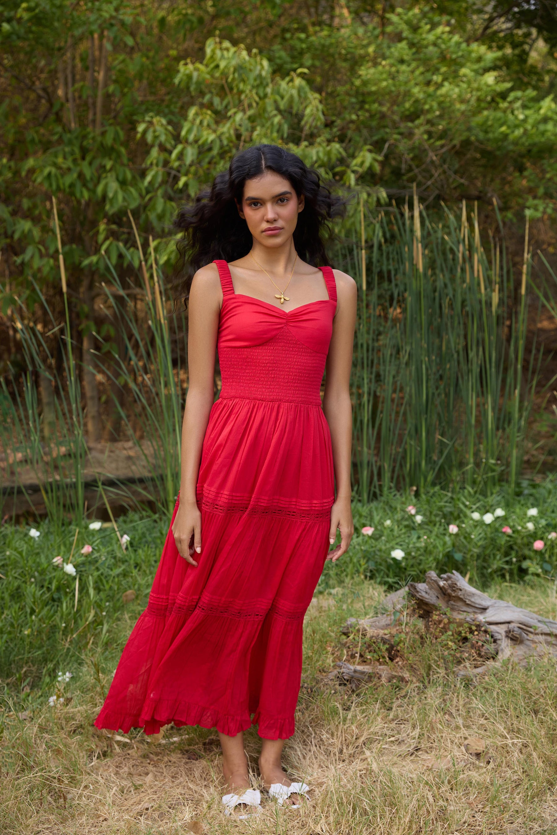 Red Flared Maxi Dress Red / S Red Flared Maxi Dress Red / S
