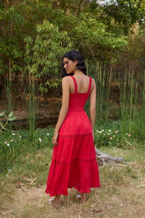 Red Flared Maxi Dress