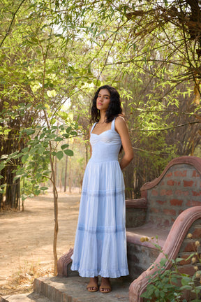 Blue Flared Maxi Dress