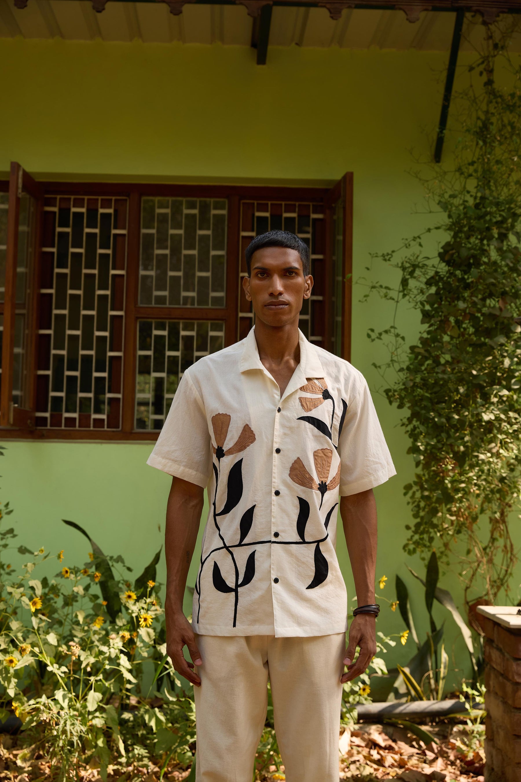 Light Beige Applique Shirt