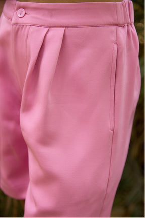 Pink High Rise Bermuda Shorts