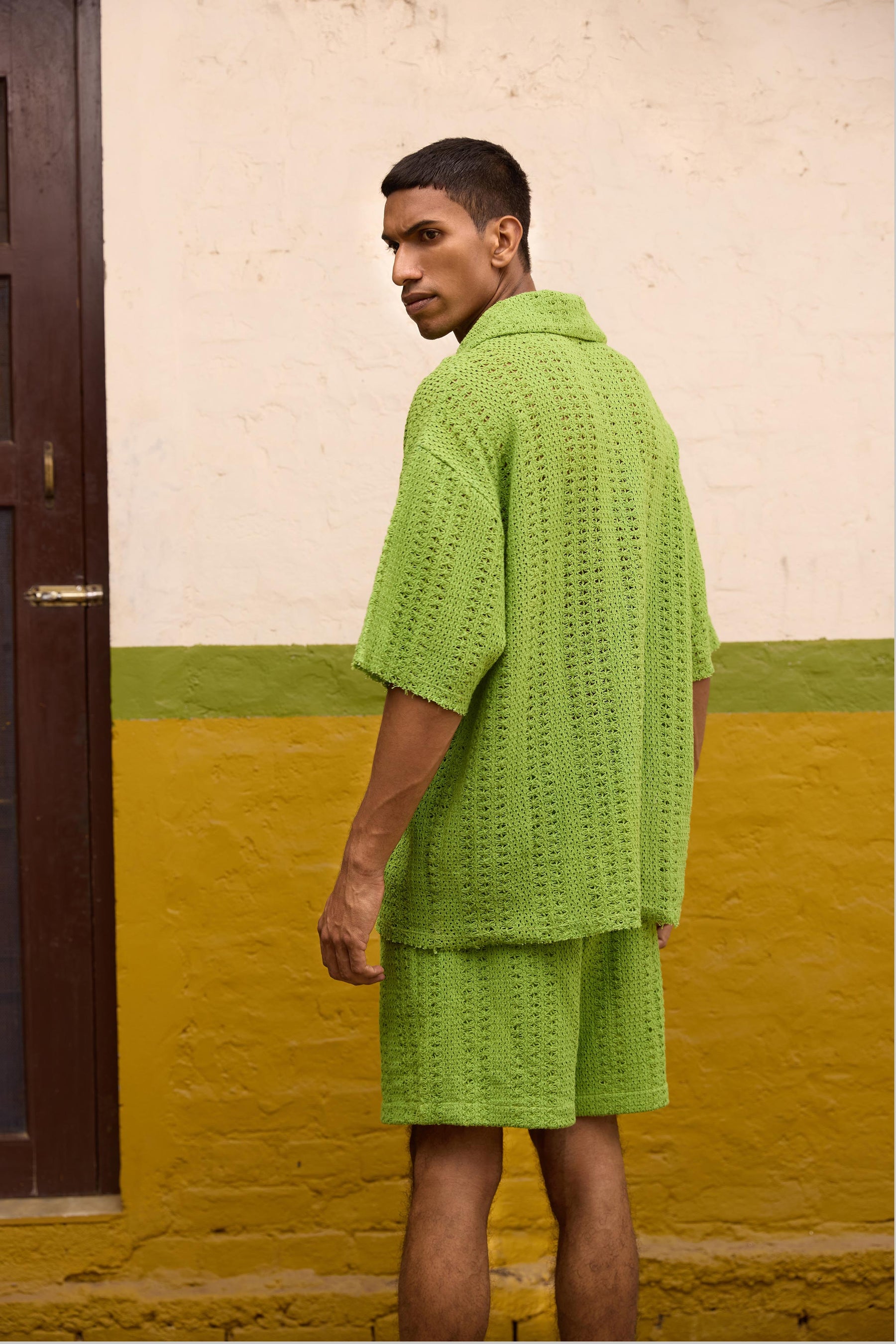 Green Crochet Lace Shirt