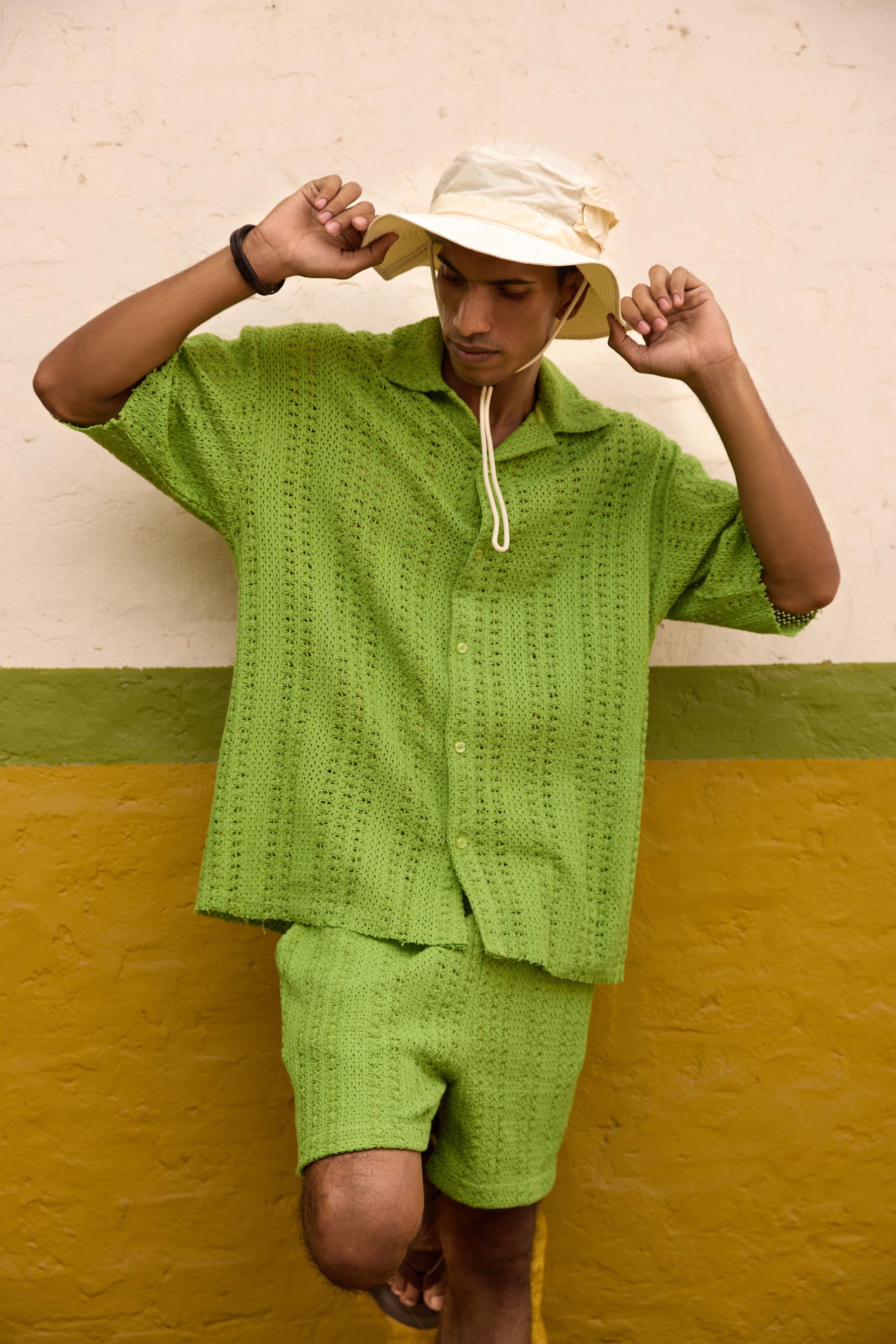 Green Crochet Lace Shirt