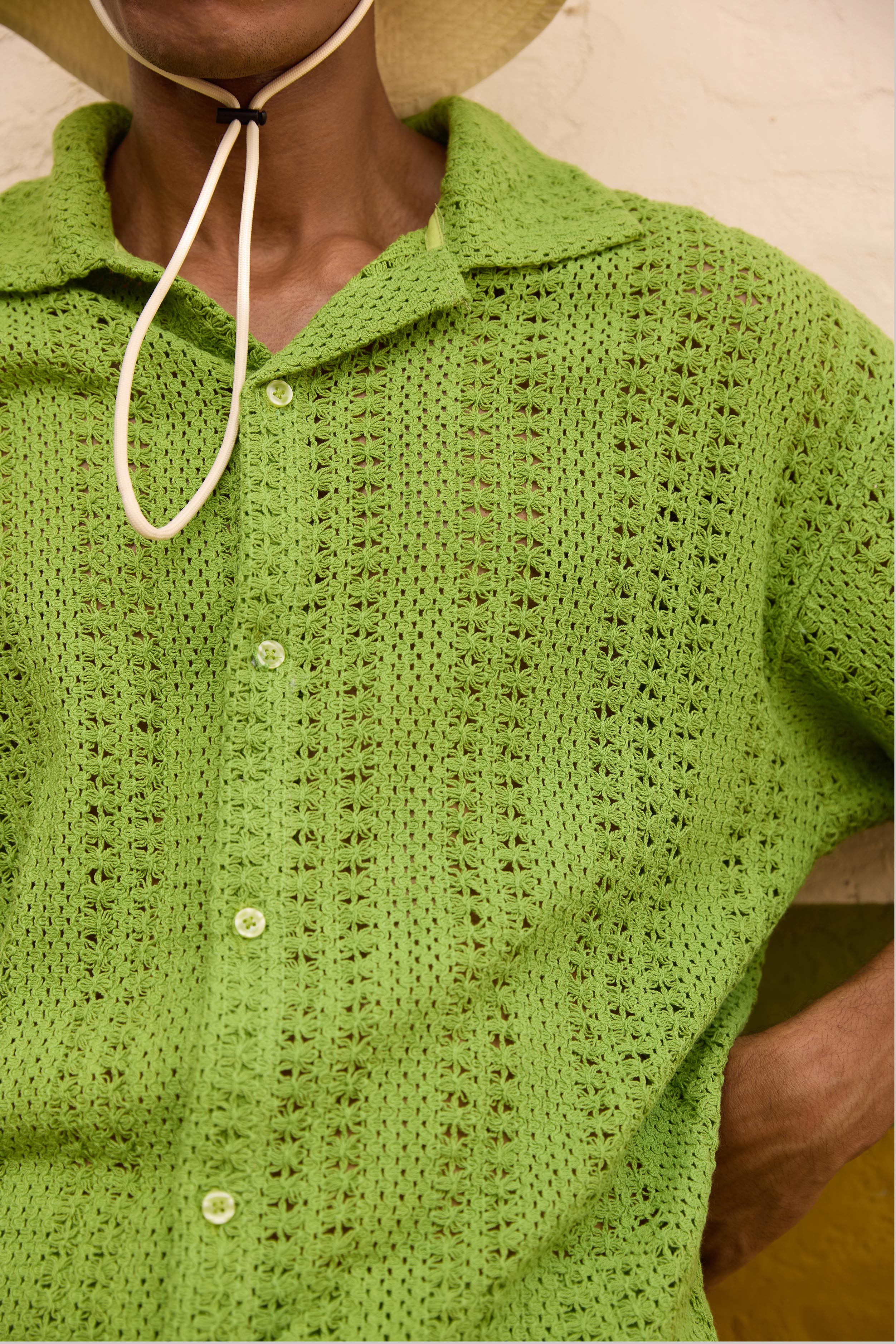 Green Crochet Lace Shirt